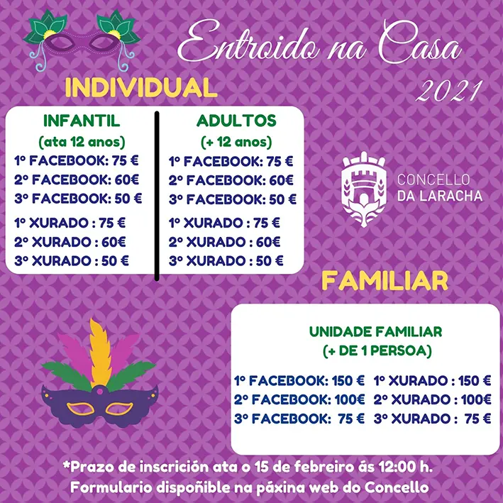 Cartel concurso de disfraces de Entroido 2021 na Laracha