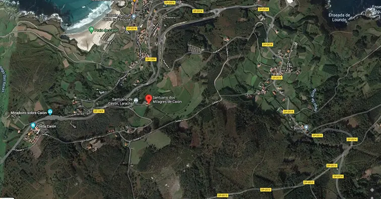 Mapa da ubicaci&oacute;n das melloras na estrada en Cai&oacute;n