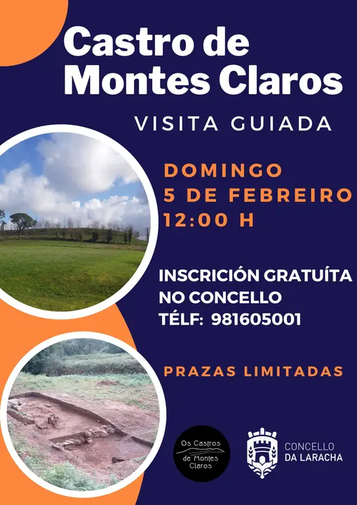 Cartel visita guiada ao Castro de Montes Claros.