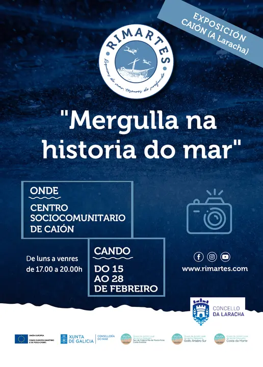 Cartel do "Mergulla na historia do mar que chega a Cai&oacute;n.