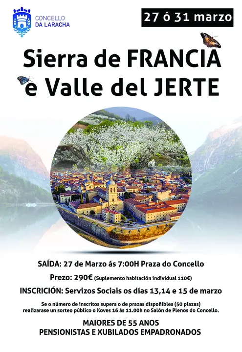 Cartel da excursi&oacute;n a Sierra de Francia e Valle del Jerte.