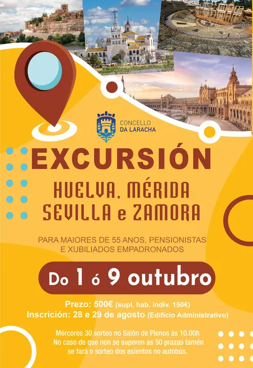 Cartel da excursi&oacute;n para persoas maiores de 55 anos, xubiladas ou pensionistas.