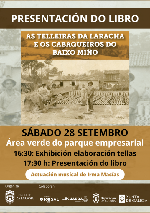 Cartel da presentaci&oacute;n do libro "As telleiras da Laracha e os cabaqueiros do Baixo Mi&ntilde;o".