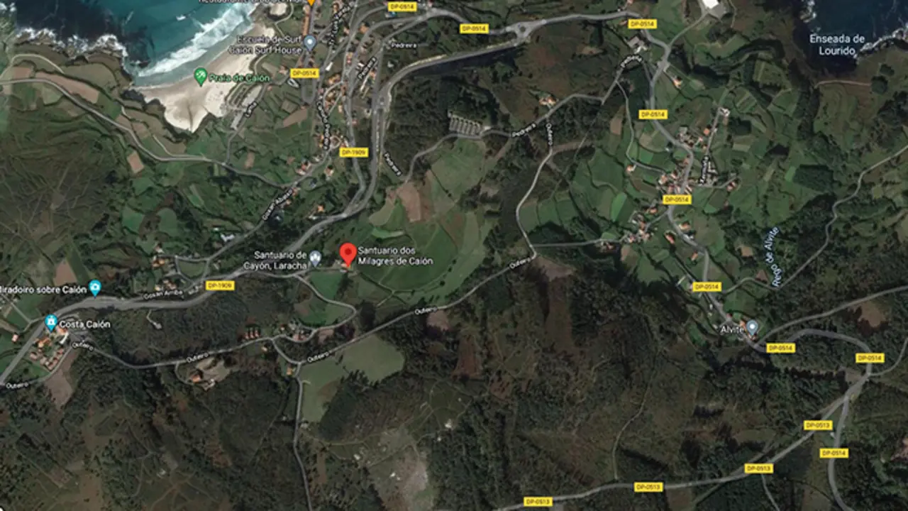 Mapa da ubicaci&oacute;n das melloras na estrada en Cai&oacute;n