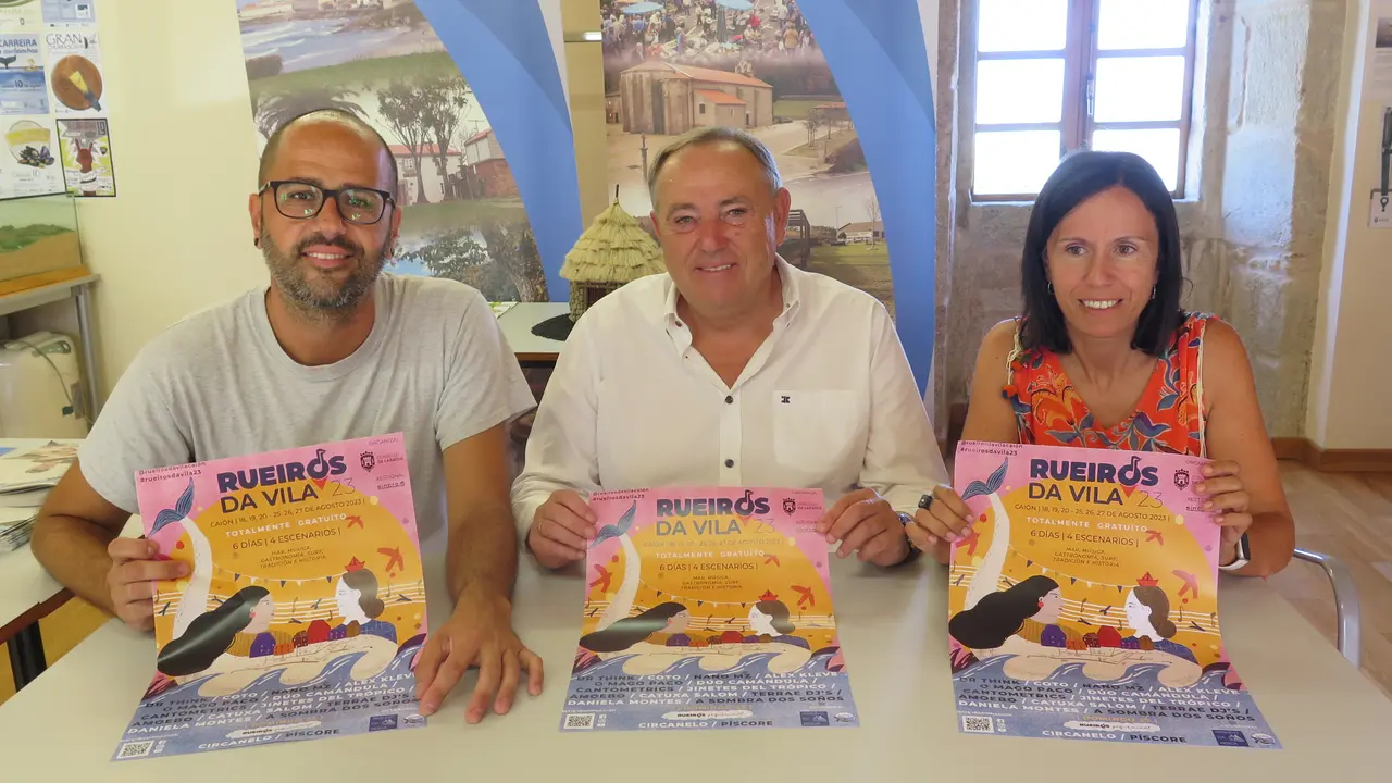 A oficina de informaci&oacute;n tur&iacute;stica de Cai&oacute;n acolleu a
presentaci&oacute;n do evento a cargo do alcalde, Jos&eacute; Manuel L&oacute;pez Varela, a
concelleira de Cultura, Patricia Bello, e Mahoney en representaci&oacute;n de Sincro,
a productora que xestiona o programa