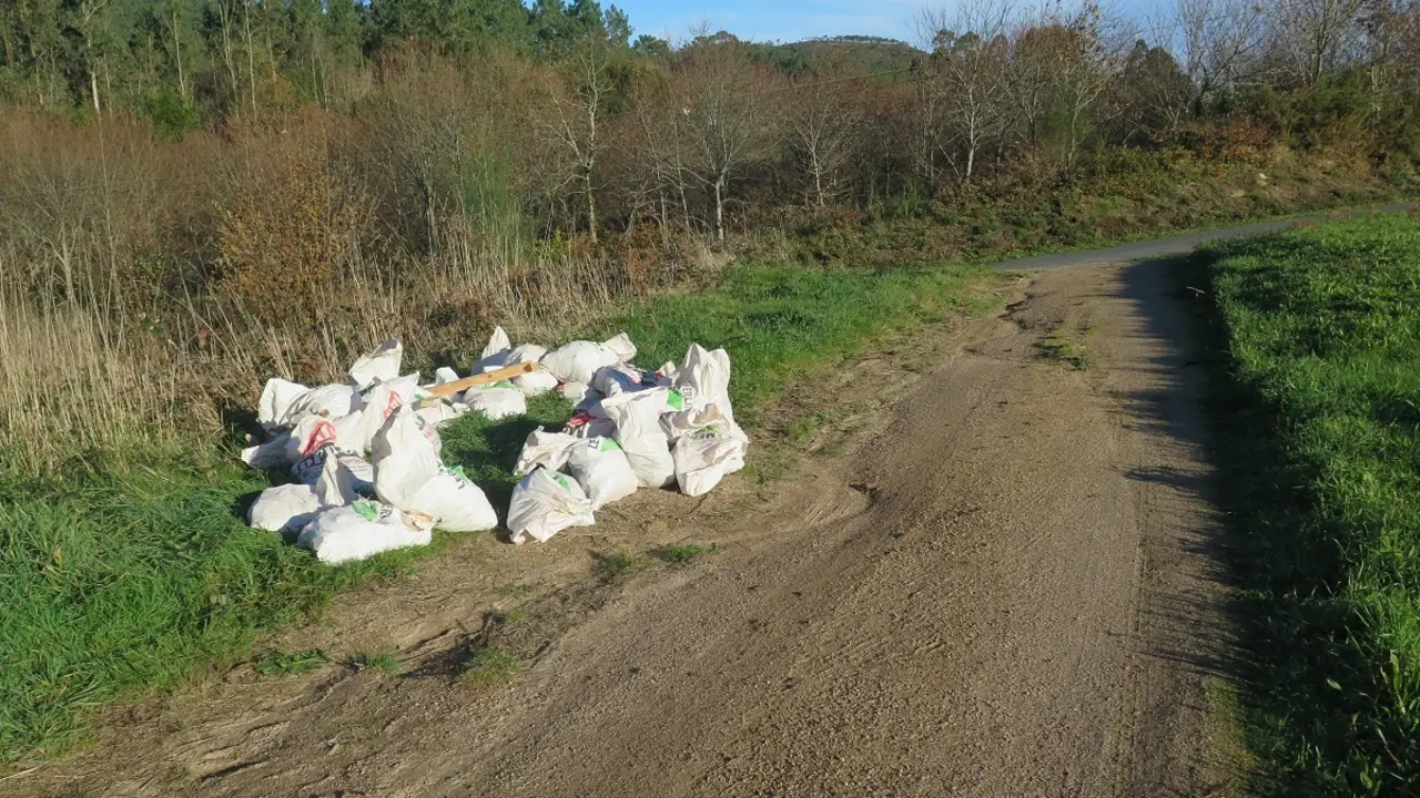 etectado un vertido ilegal en una pista forestal de Soandres.
