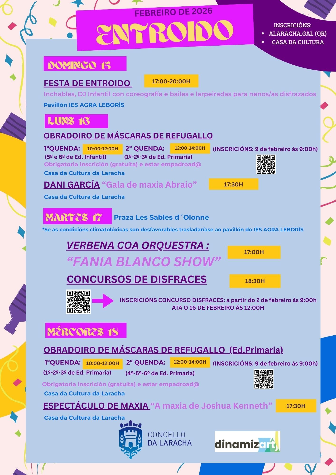 Programa de Entroido en A Laracha 2026.